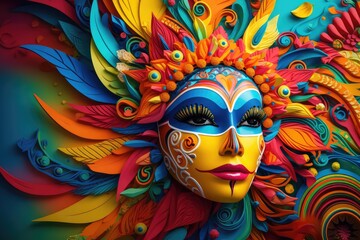 Junkanoo (The Bahamas): Colorful and lively street parades with elaborate costumes on Boxing Day and New Year's Day.  - obrazy, fototapety, plakaty