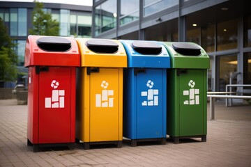 Waste separation bins outdoors