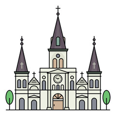 World famous building for Saint Louis Cathedral New Orleans Church.