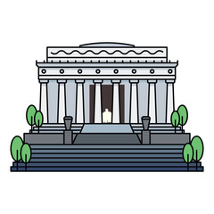 World famous building for Lincoln Memorial Washington DC.