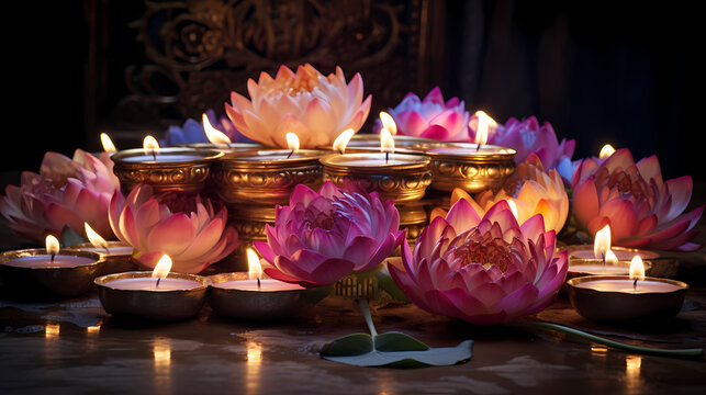 Diwali Lotus with candles