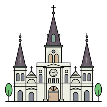 World famous building for Saint Louis Cathedral New Orleans Church.