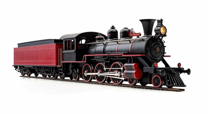 Fototapeta premium retro steam locomotive on white background