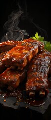Close up of BBQ spare ribs 
