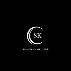 SK circle letter logo design with circle and ellipse shape. SK ellipse letters with typographic style. The three initials form a circle logo. SK Circle Emblem Abstract Monogram Letter Mark Vector.
