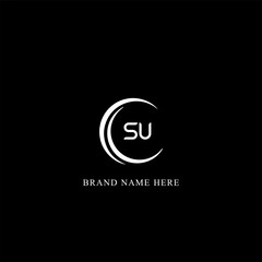 SU circle letter logo design with circle and ellipse shape. SU ellipse letters with typographic style. The three initials form a circle logo. SU Circle Emblem Abstract Monogram Letter Mark Vector.