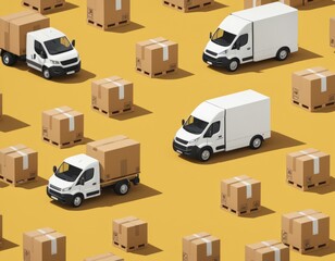 A 3D image of a delivery truck with boxes