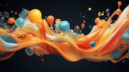 Colorful Fluids in Dynamic Flow on Dark Background