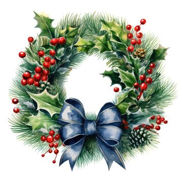 christmas wreath with ribbon