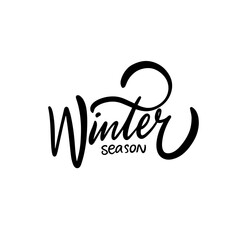 Winter season black color phrase. Calligraphy text lettering.