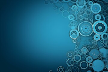 A blue background with horizontal orientation and gears. Generative AI