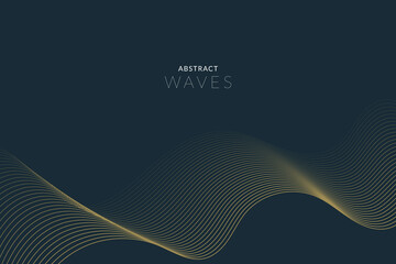 Modern vector background with golden wavy lines.