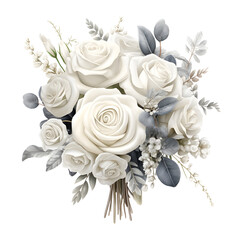 Obraz na płótnie Canvas Silver Rose Watercolor Clipart, Gorgeous Roses Illustration, Wedding Rose Bouquet Clipart PNG