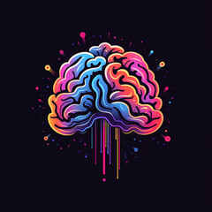 brain logo, symbol, health, human body, shirt print, psychedelic, colorful, generative AI