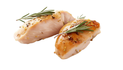 Pechuga de pollo cruda aislada sobre fondo transparente.