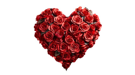heart of red roses isolated on background