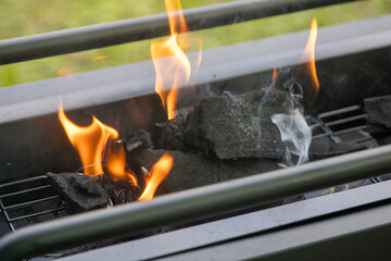 Fire burning charcoal