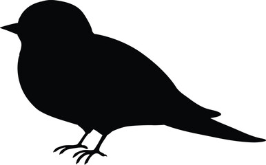 Simple and adorable flat colored Swallow illustration in silhouette