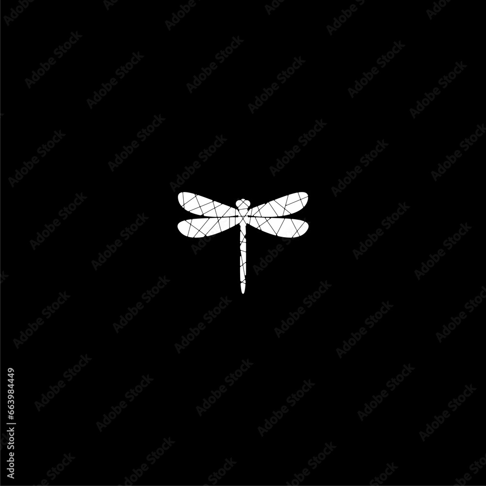 Sticker Dragonfly stone logo icon isolated on dark background