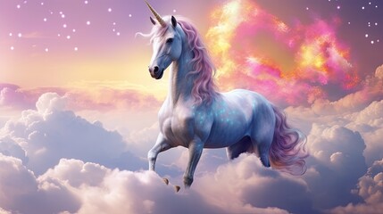 Obraz na płótnie Canvas Unicorn in the clouds