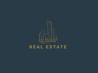 Vector building Real estate logo, element. Modern Building icon architecture. Simple luxury logo design.
