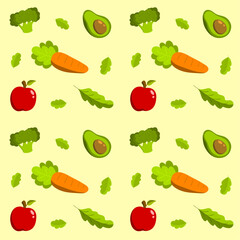 Vegetable and fruit pattern set for health flat vector design