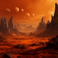 Tuinposter Alien landscape orange tones © Denis