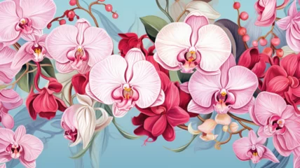 Deurstickers pink orchid flowers © ahmad05