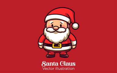 Christmas cartoon character: Vector of a cute Santa Claus, Happy winter holiday