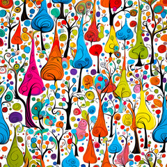 Colorful whimsical trees  - 663987678