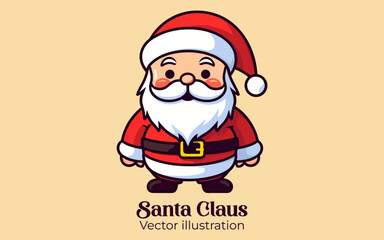 Vector of a cute Santa Claus, Christmas cartoon character for Happy winter holiday