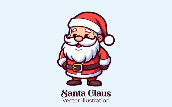 Cute Santa Claus vector, Happy winter holiday with Christmas cartoon character