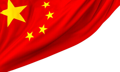 Chinese flag isolated on a white background.