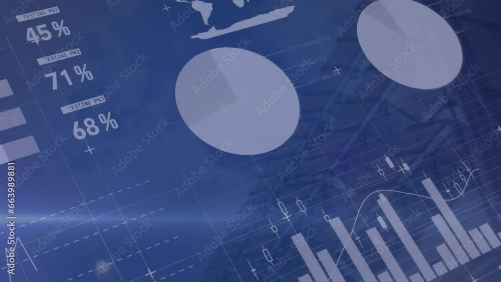 Poster animation of infographic interface over abstract background