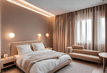 Luxury hotel suite modern elegance illuminated naturally generated by AI