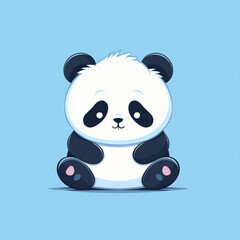 Cute cartoon panda sitting on the floor. Vector illustration.