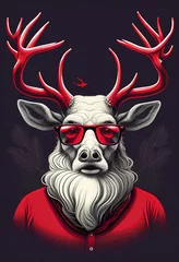  Christmas reindeer in sunglasses. AI Generated ©  iiulia