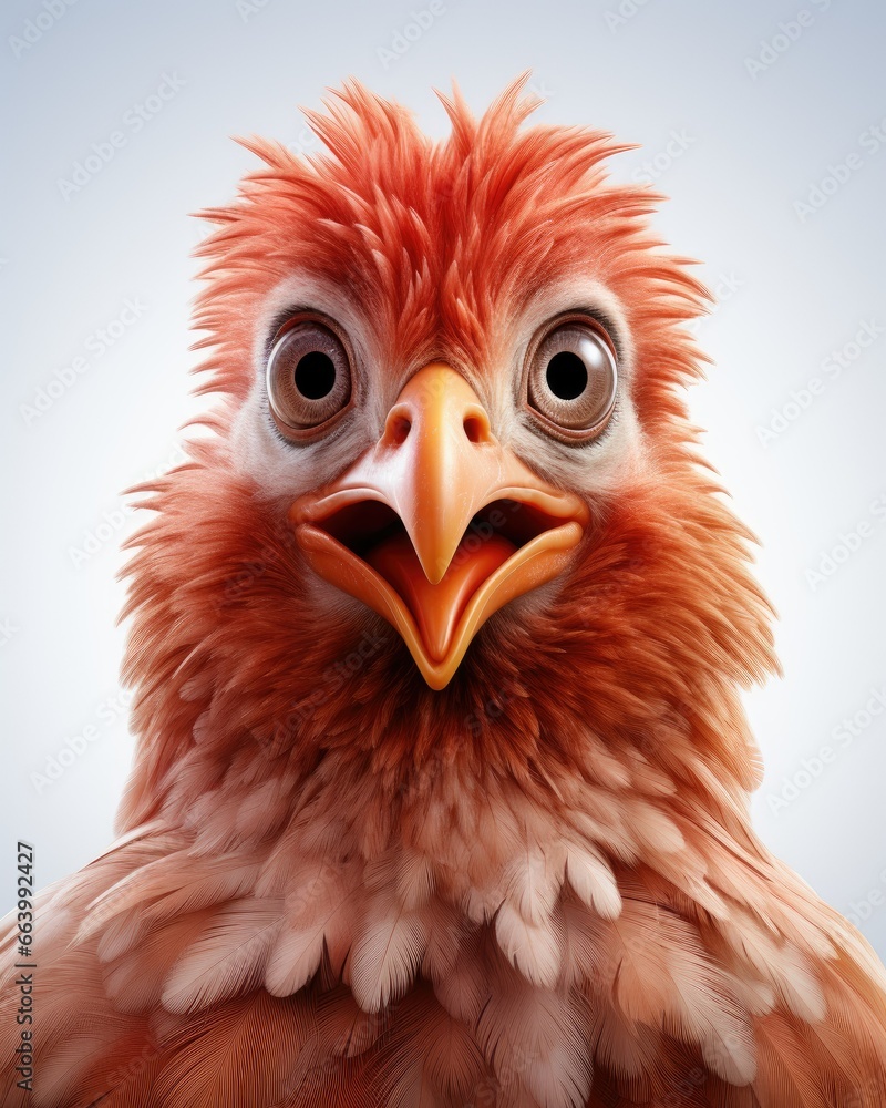 Poster a close up of a bird with a surprised look on its face. generative ai