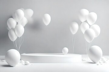 3d render of a celebration podium with balloons, Generative AI