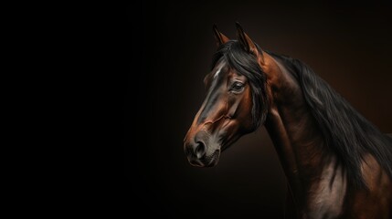 studio portrait horse isolated on black background