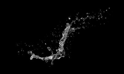 Water splash isolated on Black background.