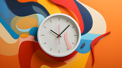 modern colorful clock on abstract wall background