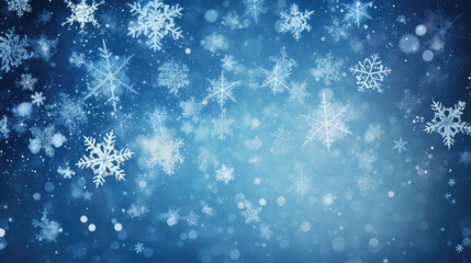 Fototapeta premium Snow flakes blue color background