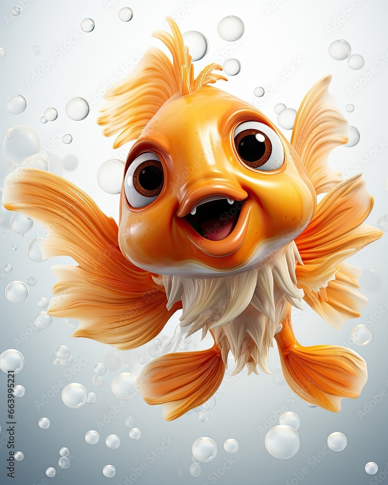 Aufkleber a goldfish with bubbles floating around it's head. generative ai