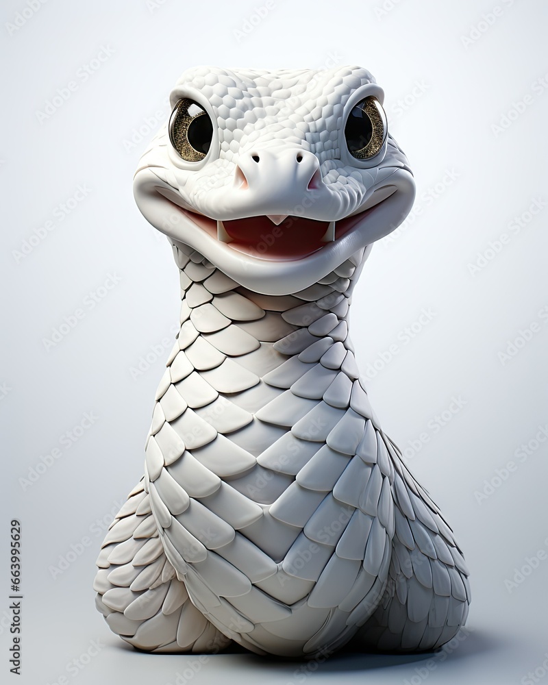 Poster a close up of a snake statue on a white background. generative ai