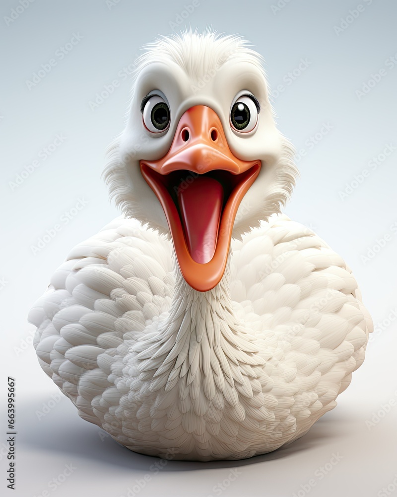 Aufkleber a close up of a duck with a big smile on it's face. generative ai
