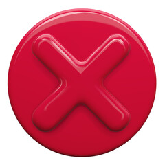 3D red X mark icon. Checkmark right symbol, tick sign. check and uncheck for web and mobile apps. 3D vector illustration.