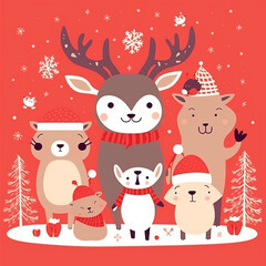 Obraz premium Christmas red background. AI Generated