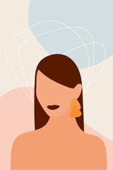 Abstract Romantic Minimalist Woman Portrait Graphic Character Avatar Pattern Background