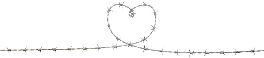 a 3D illustration featuring heart-shaped wire sculptures	
